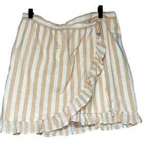 J Crew Factory White/Tan  preppy Wrap Skirt 10